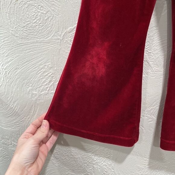 Bailey’s Blossom Red Velour Wide Flare Leg Jumpsuit Size 5T - Picture 3 of 6